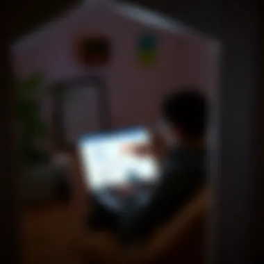 A person using a laptop in a cozy nook, reflecting independence