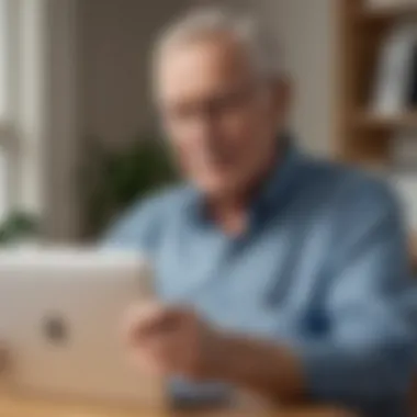 Senior man enjoying exclusive device offer