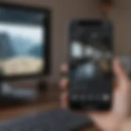 A focused individual using productivity apps on a smartphone