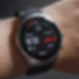 Detailed view of a fitness watch interface displaying health metrics