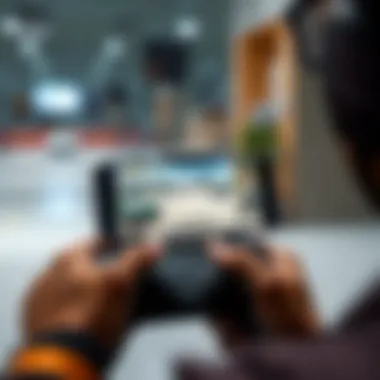 Touch Controls in Mobile FPS Gaming A player using touch controls in a mobile FPS game