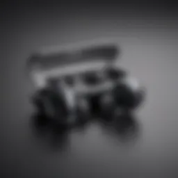 Wireless earbuds resting on a sleek surface