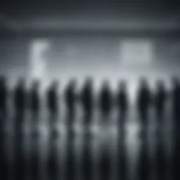 Illustration depicting diverse group of silhouettes with one person crossed out