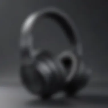 Close-up view of Bluetooth headphones highlighting sound quality features.