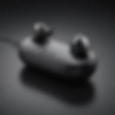 Sleek Design of Wireless Earbuds A close-up of wireless earbuds showcasing their sleek design