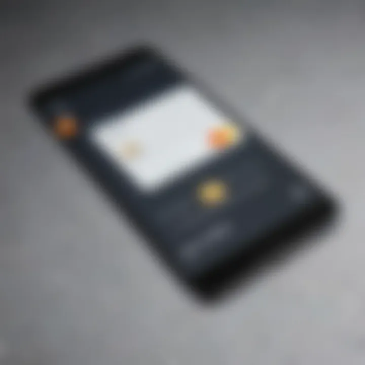 Virtual card floating above a smartphone