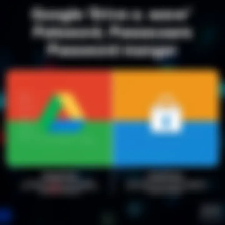 Google Drive vs. Dedicated Password Managers Comparison chart of Google Drive and password managers