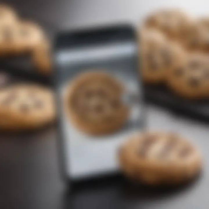 Mobile phone with cookie icon on screen