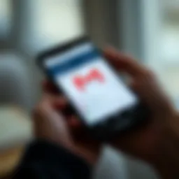 Smartphone displaying a Gmail inbox