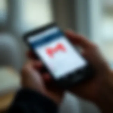 Smartphone displaying a Gmail inbox