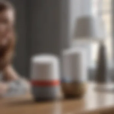 User interacting with Google Assistant through voice command