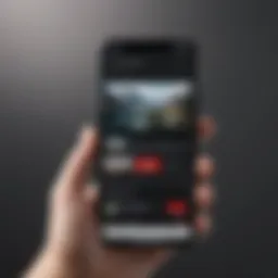 Mobile device displaying YouTube interface