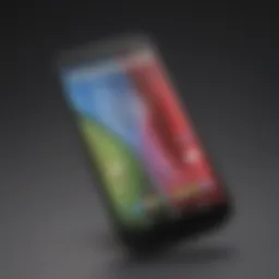 A close-up of a Moto G smartphone showcasing its sleek design and vibrant display