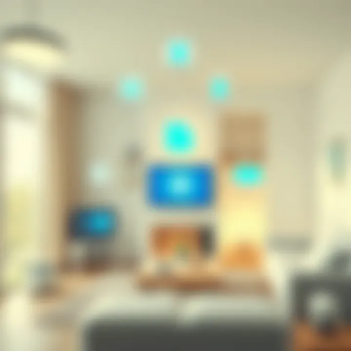Illustration depicting the connectivity between various smart devices in a home.