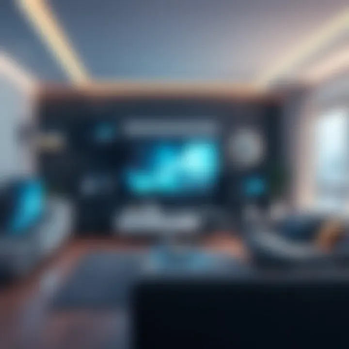 Futuristic depiction of a smart home environment showcasing advanced technology.