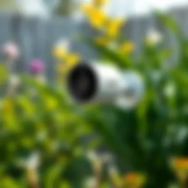 Nest Outdoor Camera in a garden setting
