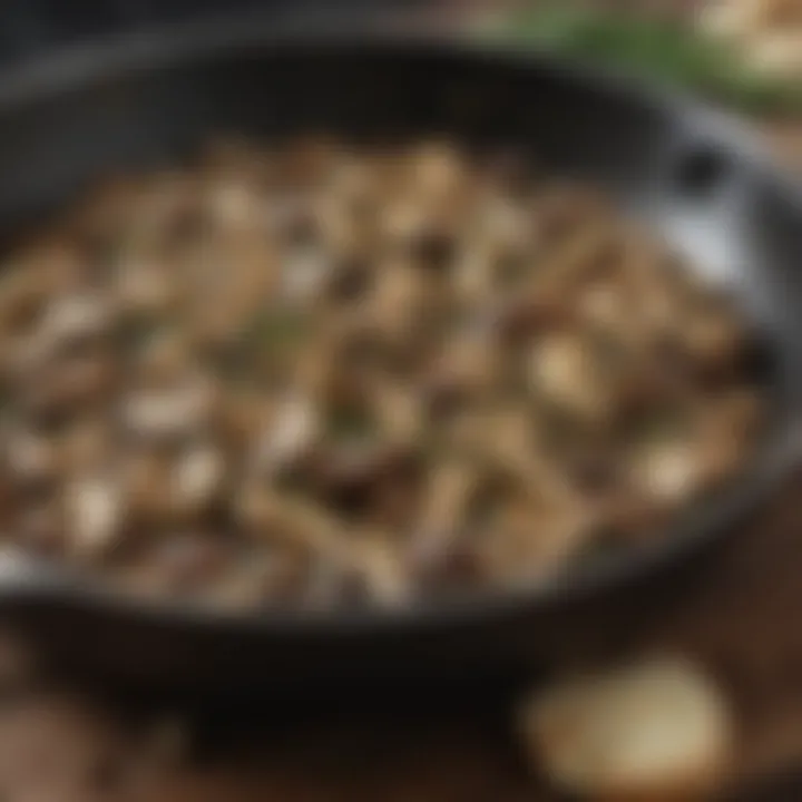 Sizzling skillet with a medley of mushrooms and garlic