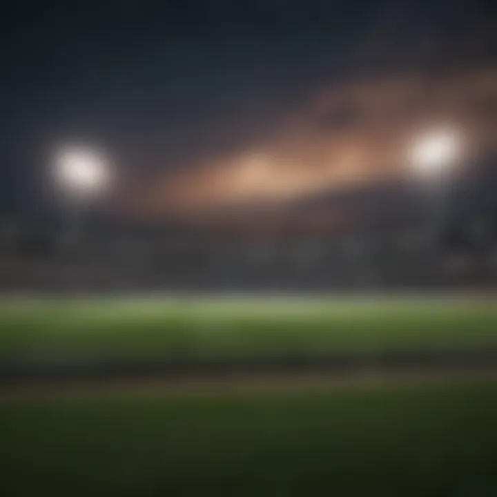 Cricket stadium under the night sky