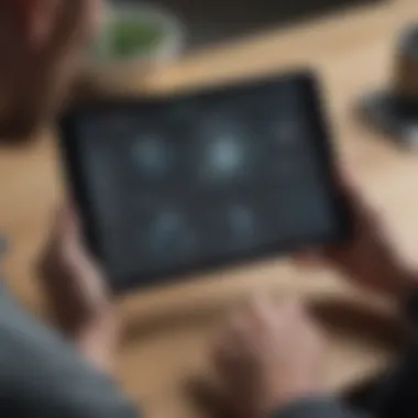 User Exploring App Customization Settings A user engaging with various app settings on a tablet