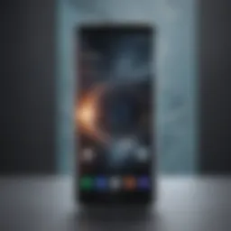 Cutting-edge Samsung phone on futuristic background