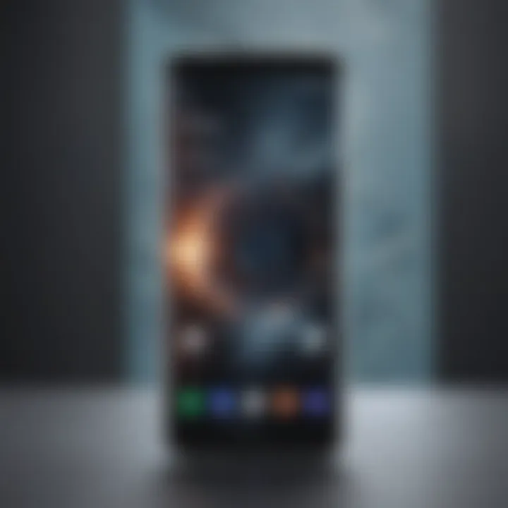 Cutting-edge Samsung phone on futuristic background