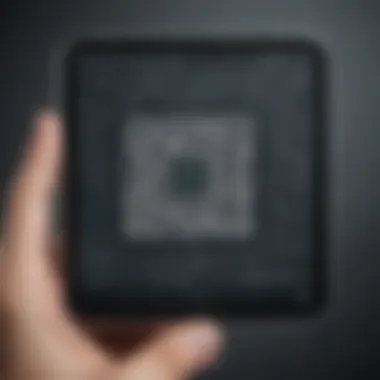 QR code scanning process on a digital screen