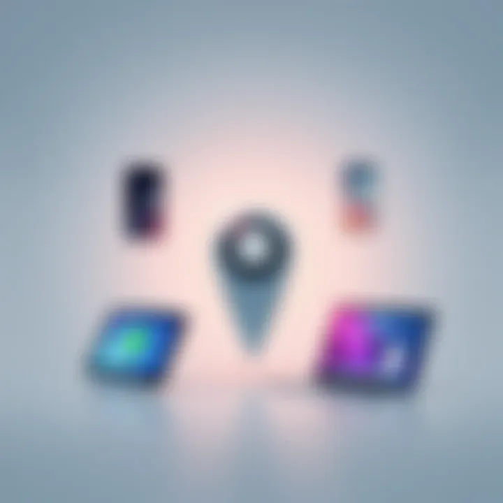 Illustration of various location sharing apps