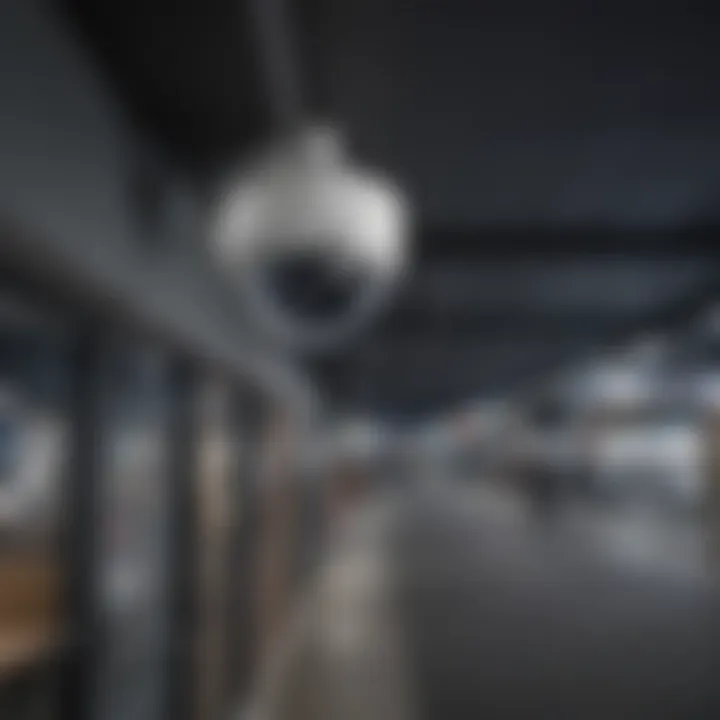 Battery-powered SD card security camera monitoring commercial space at night