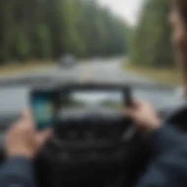 Navigating Sustainable Driving Practices A user navigating the EQC mobile app for sustainable driving practices