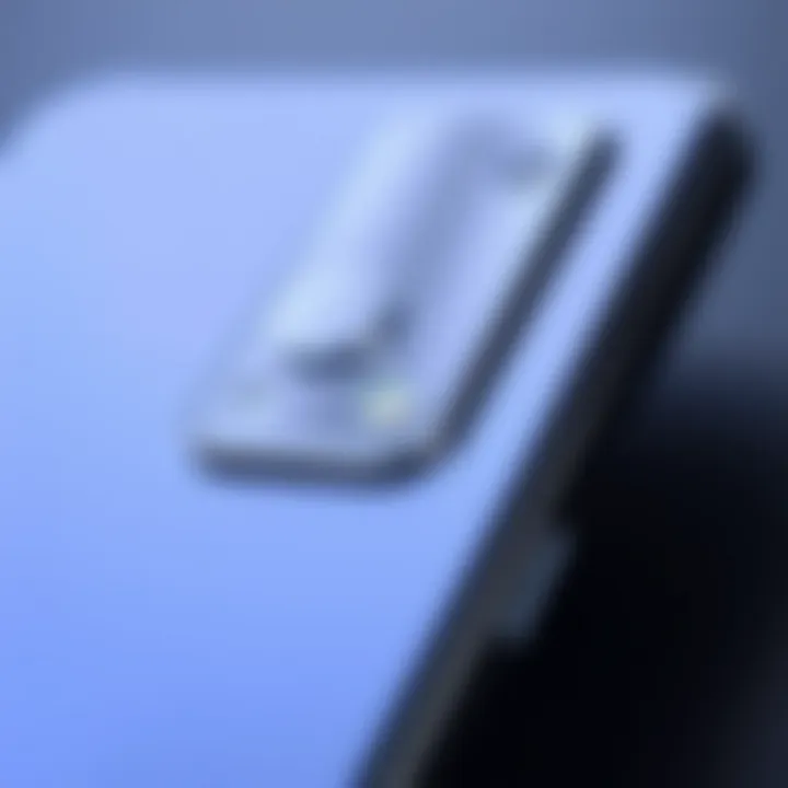 Close-up of a small phone's camera features