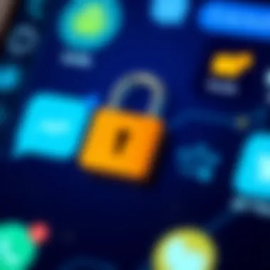 A graphic showing a secure padlock symbol over a messaging app interface