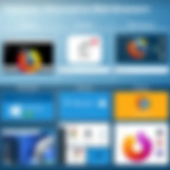A comparison chart of various web browsers showcasing their unique features and capabilities.