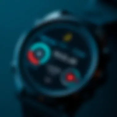 Galaxy Fitness Watch Tracking Metrics Close-up of Galaxy fitness watch tracking performance metrics