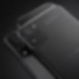 A close-up view of a high-end smartphone showcasing its sleek design and advanced camera features.