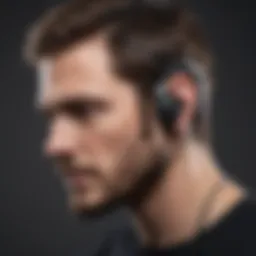 A close-up view of bone conduction headphones highlighting their unique design.