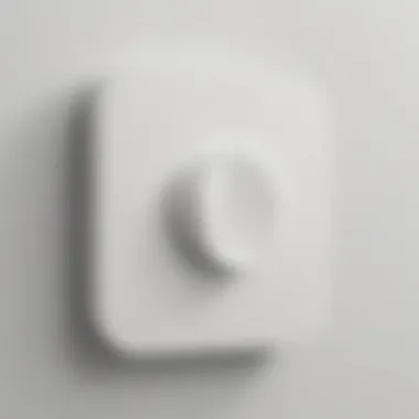 Close-up view of a stylish white app icon