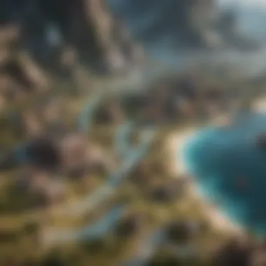 Intricate Game Maps and Exploration An intricate map highlighting various realms and locations within a mobile game.