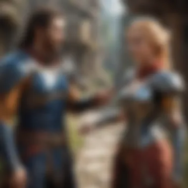 Dynamic Character Interactions in Fantasy Games A vibrant in-game scene showcasing dynamic character interactions in a fantasy setting.