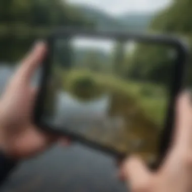 Phone Screen Displaying Realistic Fishing Scenario