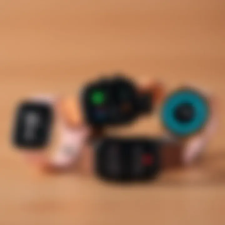 A collection of various low-key fitness trackers showcasing design diversity