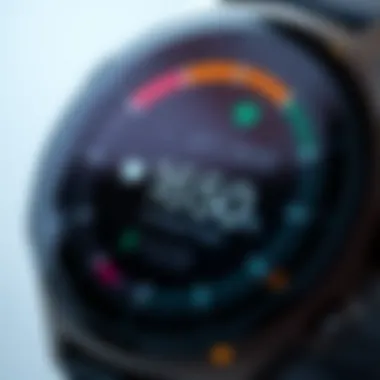 A close-up of a fitness tracker interface showing health metrics