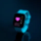 A sleek, minimalist fitness tracker displaying heart rate and step count