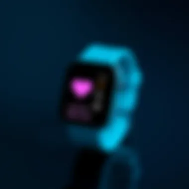 A sleek, minimalist fitness tracker displaying heart rate and step count