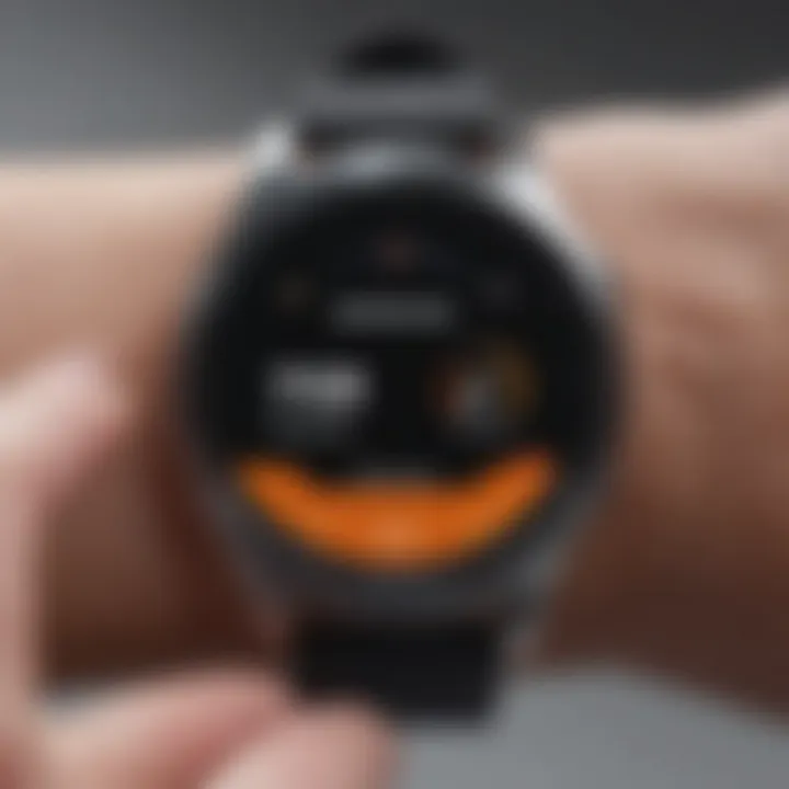 Close-up view of the Samsung Galaxy Watch illustrating its advanced health tracking features