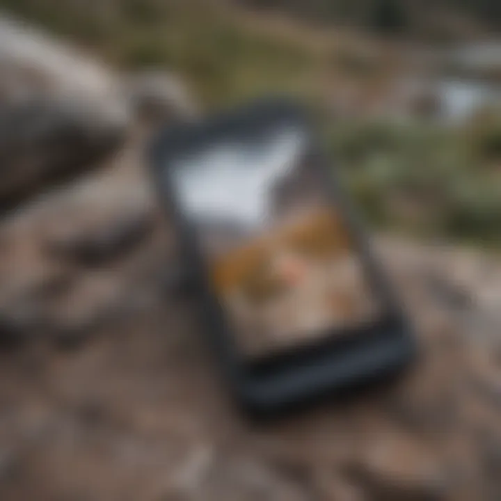 Rugged smartphone in action during an outdoor adventure