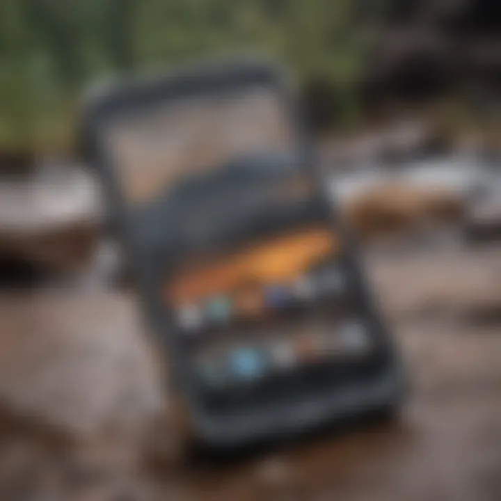 Rugged smartphone showcasing durability in extreme conditions