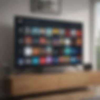 A selection of popular music apps available for smart TVs displayed on a screen.