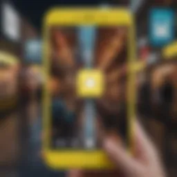 A vibrant depiction of Snapchat's interface showcasing unique features.