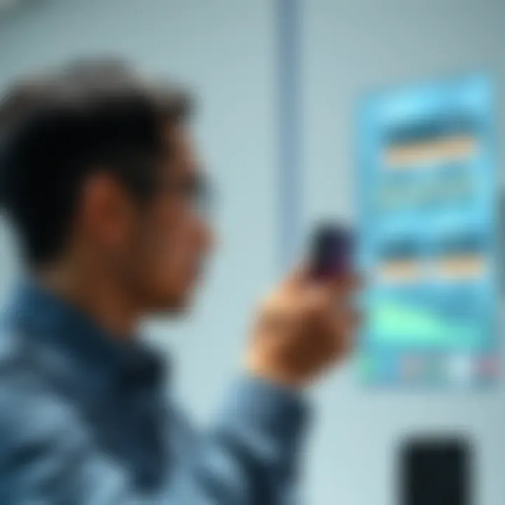 User Engaging with Large Screen Android Smartphone User engaging with an Android smartphone, demonstrating the benefits of a large screen