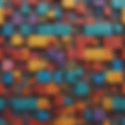 Colorful blocks arranged in an intricate puzzle formation